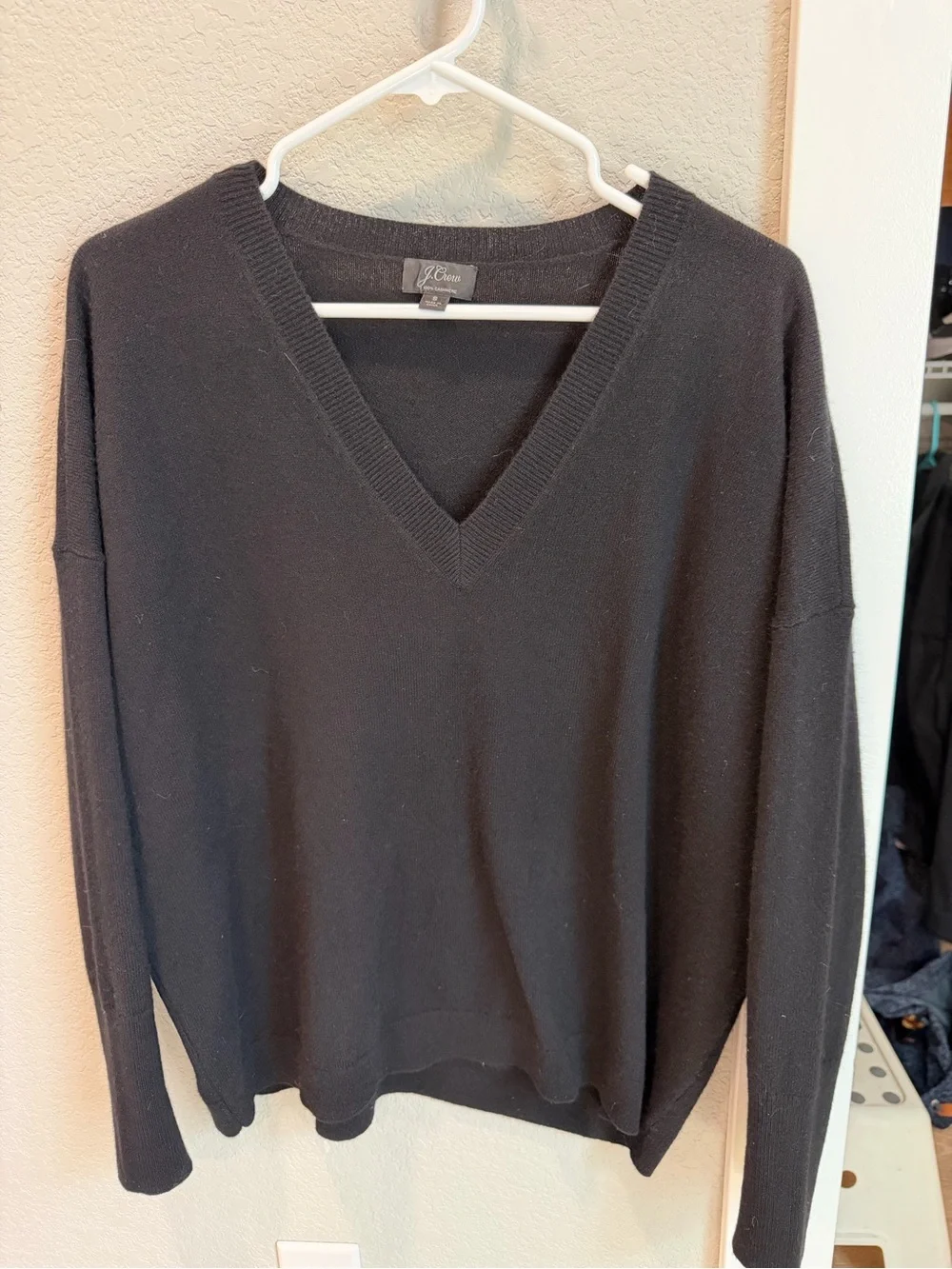 J. Crew Black V-Neck Pullover Sweater 100% cashmere